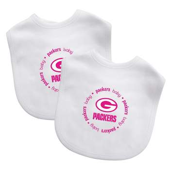 BabyFanatic Officially Licensed Pink Unisex Cotton Baby Bibs 2 Pack -  NFL Green Bay Packers