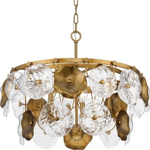 Progress Lighting Loretta 6-Light Chandelier, Gold Ombre, Artisanal Clear Glass, Handcrafted Metal Leaves - 1 of 3