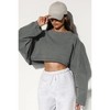 KOJOOIN Women's Classic Crewneck Cropped Sweatshirt Premium Cotton Relaxed Fit Everyday Pullover Top - 2 of 4