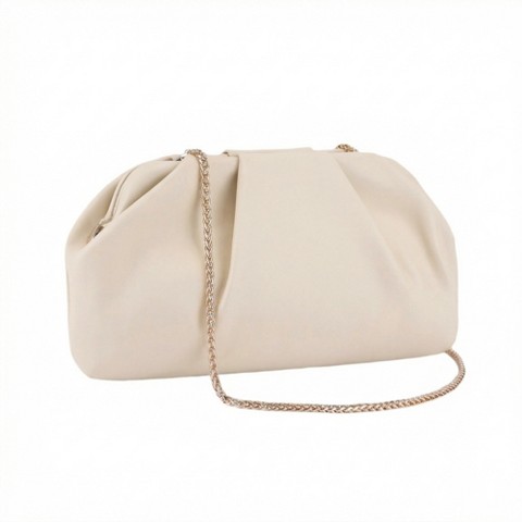 Сумки INSPIRE CHIC Vegan Leather Clutch Purse for Women Soft Pleated PU Evening Clutch with Detachable Chain Beige 11*1.9*6.3 inches