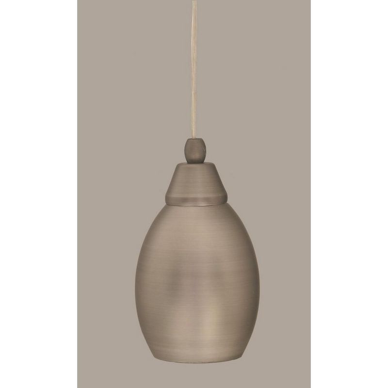 Toltec Lighting Any 1 - Light Pendant in  Brushed Nickel with 5" Brushed Nickel Oval Metal Shade Shade, 1 of 2