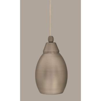 Toltec Lighting Any 1 - Light Pendant in  Brushed Nickel with 5" Brushed Nickel Oval Metal Shade Shade