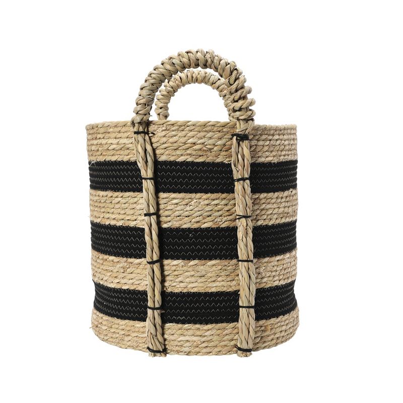 Household Essentials Braided Handle Basket Black/Natural, 5 of 9