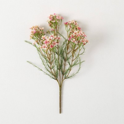 Sullivans Artificial Wax Flower Bush 15"H; Pink
