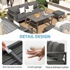 COWLOWN 7 Piece Dark Gray Modern Aluminum Outdoor Furniture Sofa Set with Conversation Table and Chairs, Ideal for Lawn, Backyard & Deck - 3 of 4