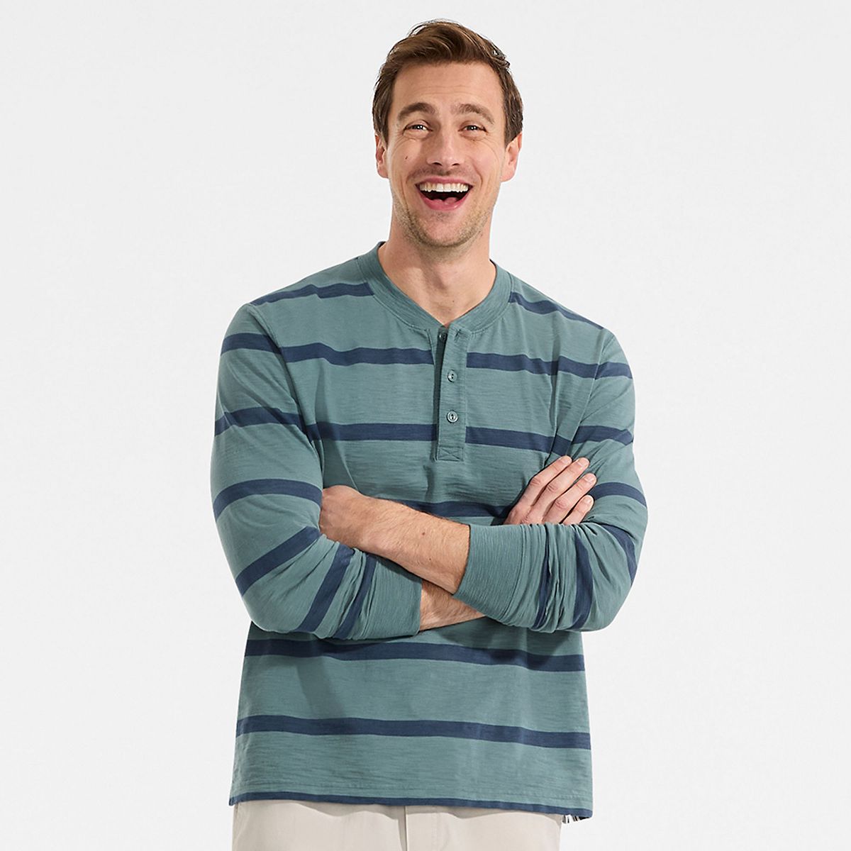 Lands' End Men's Long Sleeve Slub Henley - thumbnail 10