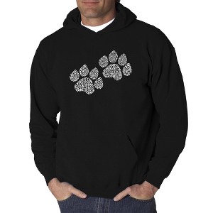 LA Pop Art Men's Word Art Hooded Sweatshirt - Woof Paw Prints - 1 of 4