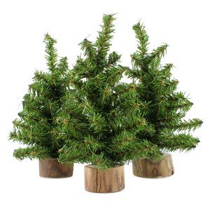 AuldHome Design Mini Christmas Trees, 3pk; Pine Tree Greenery Tabletop Holiday Decor - 1 of 4
