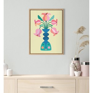 18" x 24" Sylvie Mid Century Modern Tulips Framed Canvas by Rachel Lee of My Dream Wall Natural - Kate & Laurel All Things Decor - 1 of 4