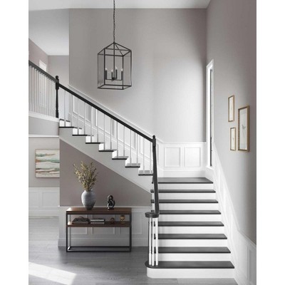Hillcrest Matte Black 4-Light Glass Foyer Chandelier