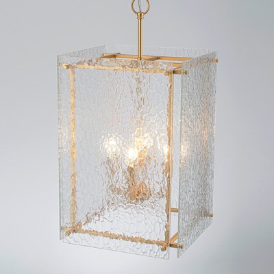 LLHZSY Ultra-White Clear Glass Ceiling Chandelier 4-Light Fixture 15 9/10" - Black