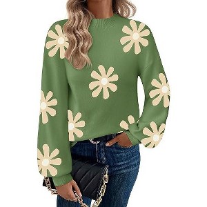 Zeagoo Sweaters for Women Fall Fashion 2025 Trendy Long Sleeve Turtleneck Pullover Lantern Knit Sweater Tops - 1 of 4