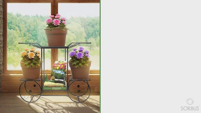 Sorbus Garden Cart Stand & Flower Pot Plant Holder Display Rack, 6 Tiers- Perfect for Home, Garden, Patio (Bronze), 2 of 10, play video