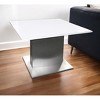HomeRoots 22" White And Silver Marble And Metal Square Pedestal End Table - 2 of 4