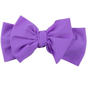 RuffleButts Girls UPF50+ Swim Bow Headband - Neon Purple, One Size - 1 of 4