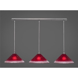Toltec Lighting Any 3 - Light Chandelier in  Brushed Nickel with 12" Raspberry Crystal Shade - 1 of 1