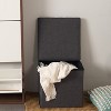 FurnitureR Storage Ottoman, Cube Small Folding Ottoman Footrest Stool for Living Room Bedroom, Padded Footstool Storage Ottoman, 15 Inches, Grey - 2 of 4