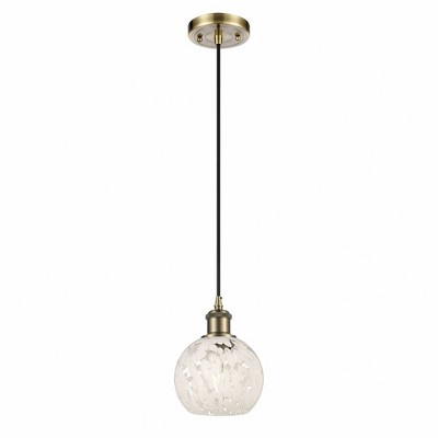 White Mouchette - 1 Light Cord Hung Mini Pendant In Modern Style-8 Inches Tall and 6 Inches Wide