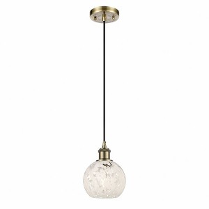 White Mouchette - 1 Light Cord Hung Mini Pendant In Modern Style-8 Inches Tall and 6 Inches Wide - 1 of 1