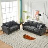 Modern 3+2 Seater Sofa with Rolled Arms, Chenille Upholstered Couch with Wood Legs and Nailhead Trim for Living Room, Apartment - 2 of 4