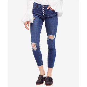 Free People Womens Raw-Edge Skinny Fit Jeans - 1 of 1