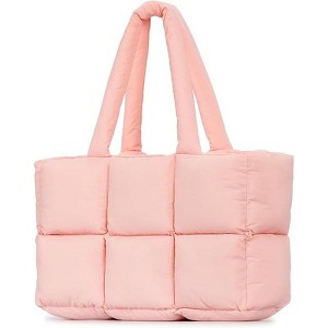 Puffer Tote Bag for Women, Large Quilted Puffy Handbag Lightweight Satchel Purse - 1 of 4