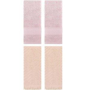 REGALWOVEN 4 Pcs Bathroom Decorative Cotton Soft Absorbent Sold Striped Hand Towel - 1 of 4