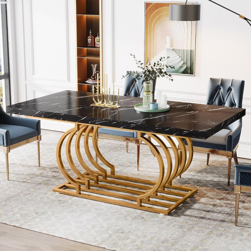 Tribesigns 63 inch Geometric Kitchen Dining Table, 3 of 8