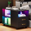 Fredees 360° LED Nightstand with Wireless Charging, Portable Adjustable Bedside Table with Laptop Tray, Auto Sensor, 24-Color Dimmable Light - 3 of 4