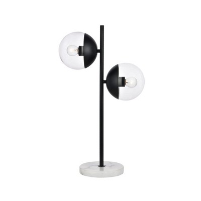 Elegant Lighting Eclipse 2 Lights Black Table Lamp With Clear Glass