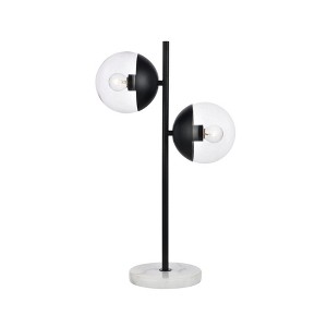 Elegant Lighting Eclipse 2 Lights Black Table Lamp With Clear Glass - 1 of 4