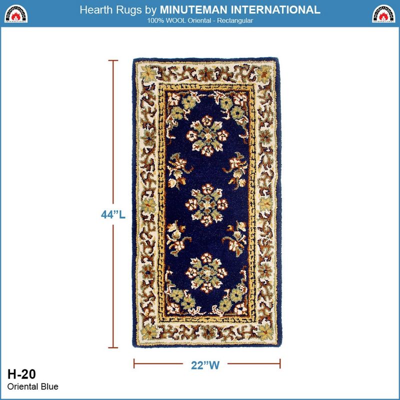44&#34; Long Minuteman International Oriental Rectangular Hearth Rug Blue - ACHLA Designs, 3 of 8