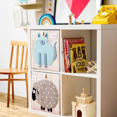 Sheep Design Beige Foldable Fabric Storage Cube for Kids