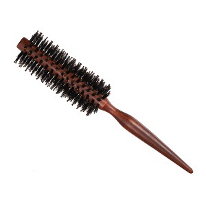 Unique Bargains Hair Brush Round Brush Hairstyle Wavy Styling Tool Brush Wood Brown - 1 of 4