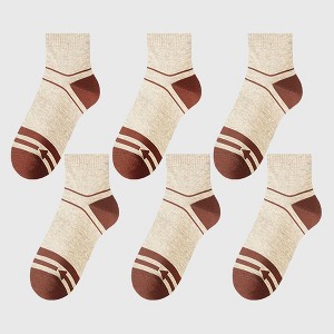 Anna-Kaci Men's 6pk Striped Ankle Socks - 1 of 4