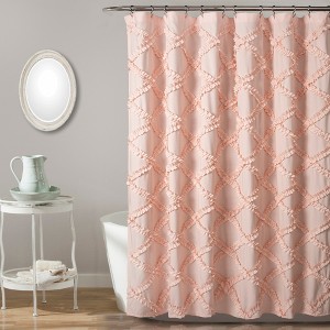 Ruffle Diamond Shower Curtain Blush Pink - Lush Décor