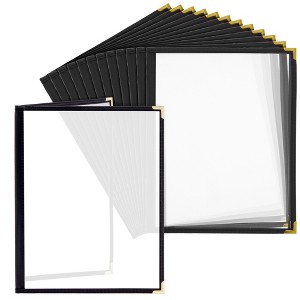 Juvale 12 Pack Clear Restaurant Menu Covers, Letter Size Holders with Double Panels, Metal Corners, 8.5 x 11 in - 1 of 4