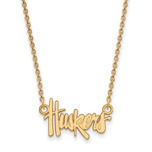Black Bow Jewelry 14k Yellow Gold Plated Sterling Silver Nebraska Cornhuskers NCAA Necklace 18 Inch - 1 of 4