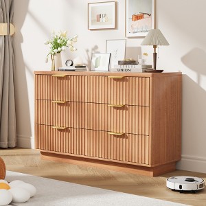 Modern 6 Drawer Dresser for Bedroom, 47 In Wood Chest of Drawers, Compact Nursery Dresser Storage Cabinet for Closet Living Room Apartment - 1 of 4