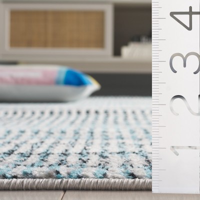 Reversible Medallion Blue Synthetic 24x12 Rectangular Rug