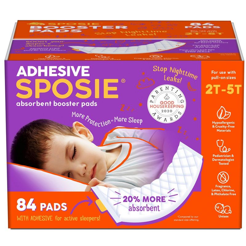 Sposie Booster Pads with Adhesive For Overnight Diaper Leak Protection - 84ct, 1 of 7