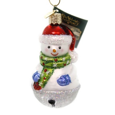 Old World Christmas 3.5 Inch Jingle Bell Snowman Ornament Mittens Scarf Tree Ornaments
