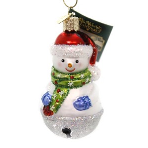 Old World Christmas 3.5 Inch Jingle Bell Snowman Ornament Mittens Scarf Tree Ornaments - 1 of 3