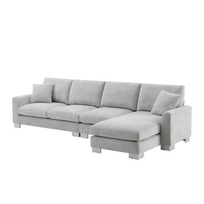 VYNXARIA Modern Oversized Sectional Sofa,L-shaped Luxury Couch Set with 2 Free pillows,5-seat Chenille Indoor Furniture with Chaise£¬Light Gray