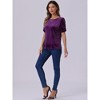 Allegra K Women's Round Neck Puff Short Sleeve Party Clubwear Velvet Top - 4 of 4