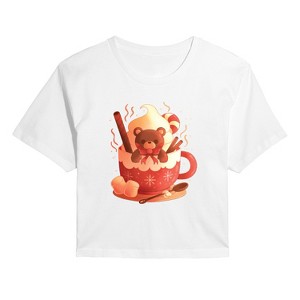 Women's - Instant Message - Bear Cocoa Mug Cropped Graphic T-Shirt - 1 of 4