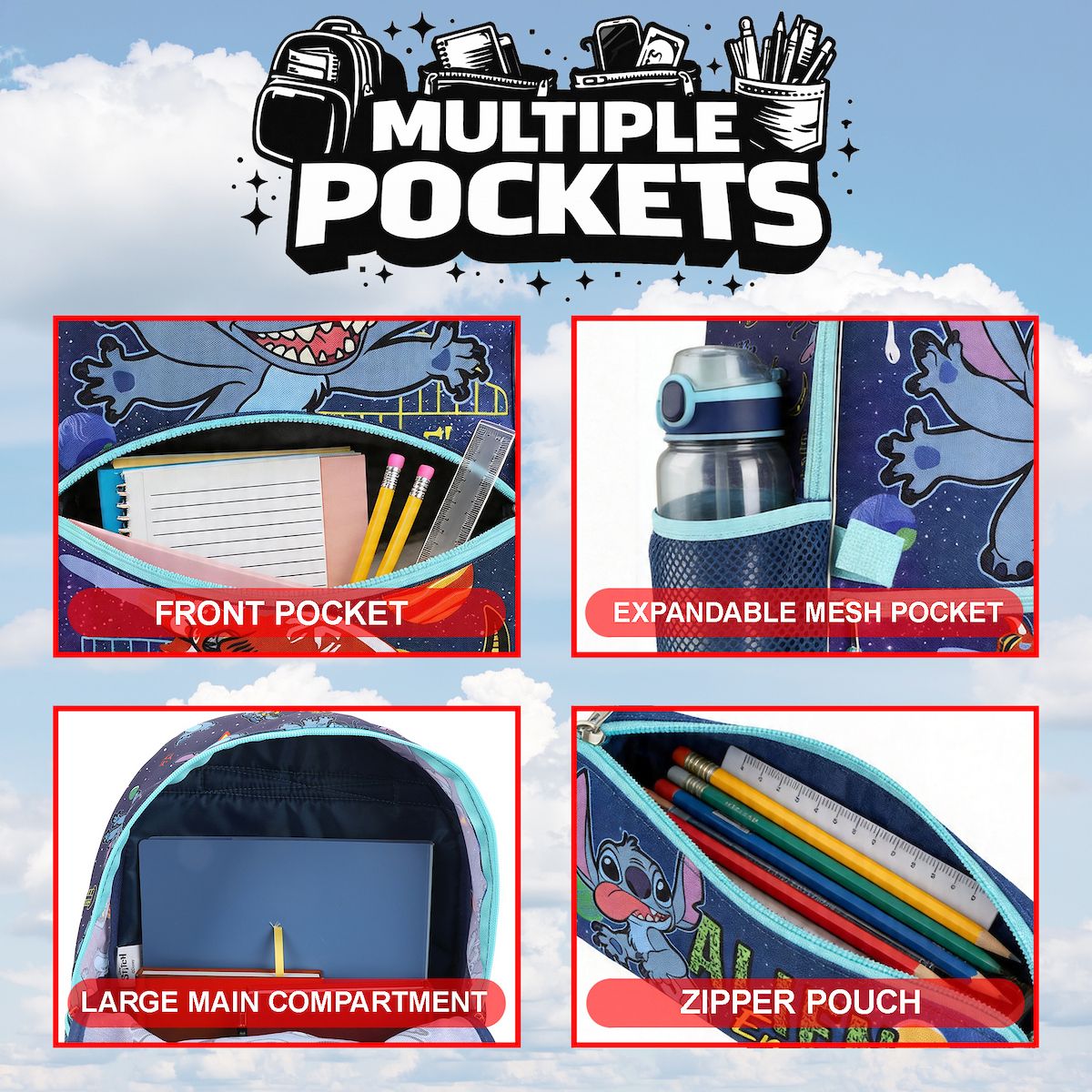 Disney Lilo & Stitch So Not Ordinary 5-Piece Backpack Set for school - thumbnail 3