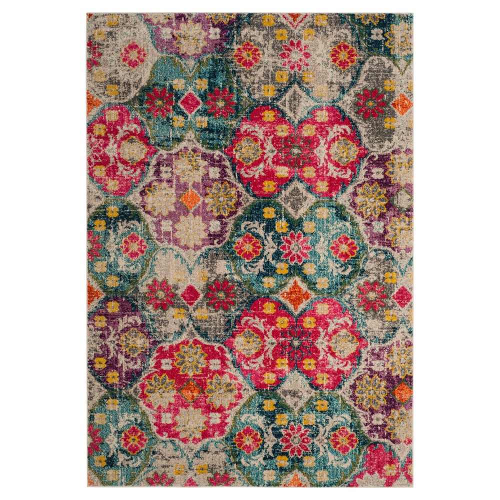 3'x5' Gray/Fuchsia Floral Loomed Accent Rug - Safavieh