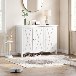 43'' Long Farmhouse Shoe Storage Cabinet with 3 Barn Doors & Adjustable Shelves, Large Capacity  for Entryway Hallway Living Room - 1 of 4