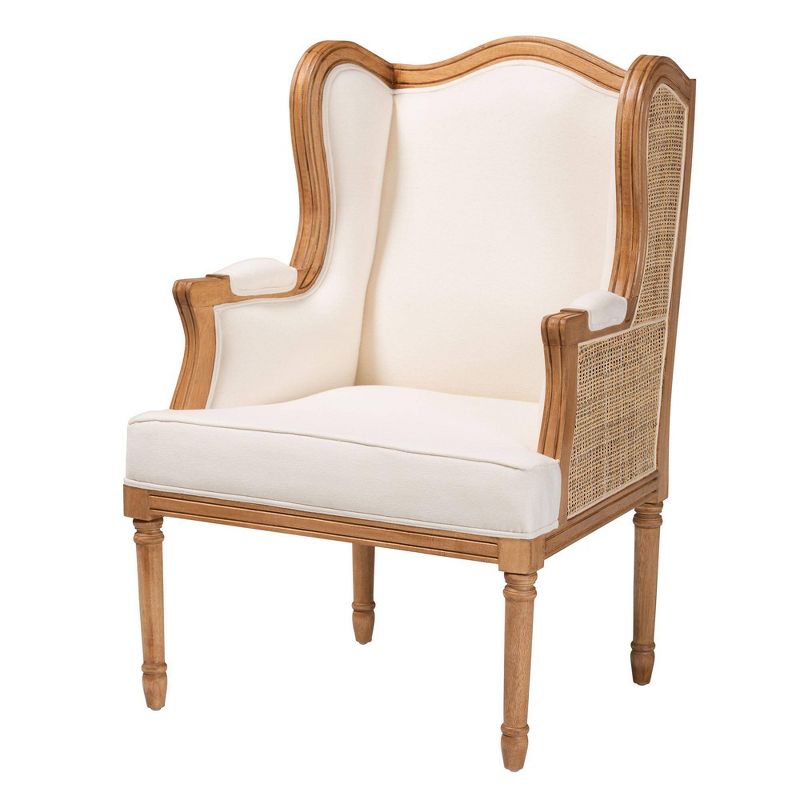 bali &#38; pari Rachana Fabric and Wood Accent Chair Beige/Honey Oak, 2 of 10